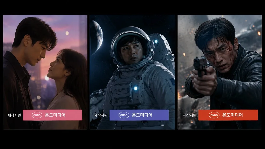 드라마 엔딩 제작지원 자막에 노출된 온도미디어 (예시)